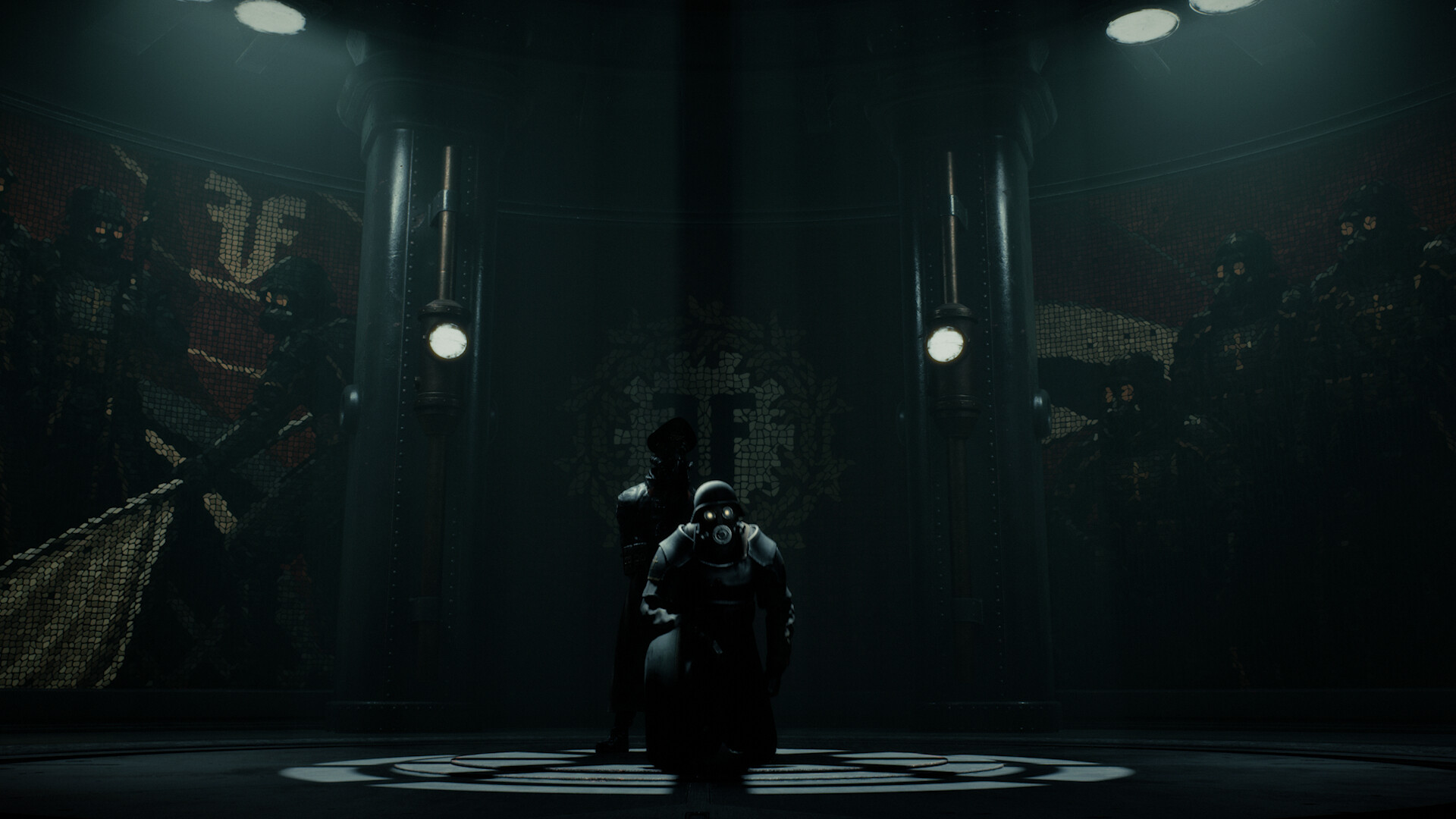 Cloned soldiers kneeling before the altar in a FEAR OF FAITH bunker